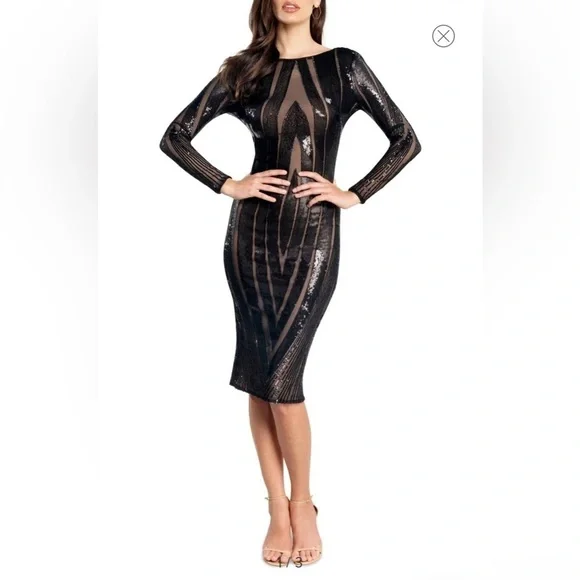 Dress the Population | Dresses | Emery Long Sleeve Sequin Bodycon  Dressdress The Population Black M | Poshmark